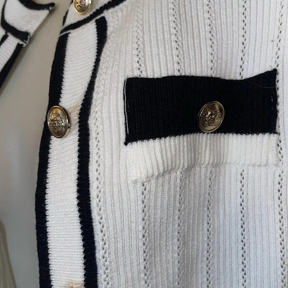 SHEIN Black and White Knit Cardigan - Picture 2 of 4